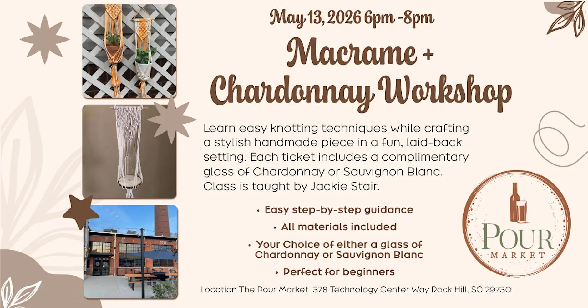 Macrame + Chardonnay Workshop